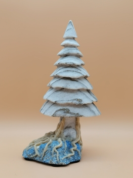 Preview: Walliser Goldmarmor-Binntree mit Wurzeln auf Ultramarin-Lapislazuli