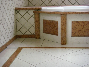 Preview: Natursteinbad aus Verona Rot und Bianco Perlino